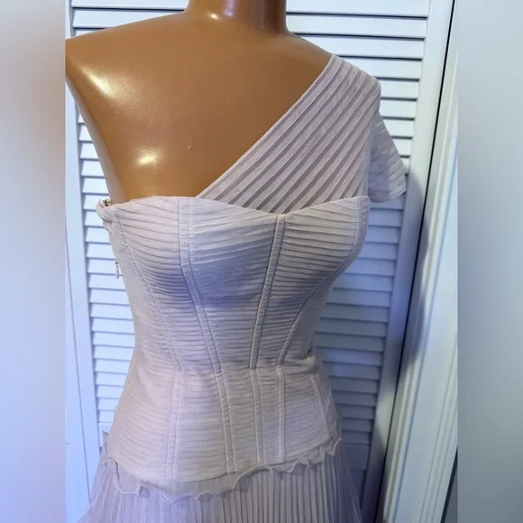 BCBG Maxazria Fabianna Rosewater One Shoulder Gown - Picture 4 of 13